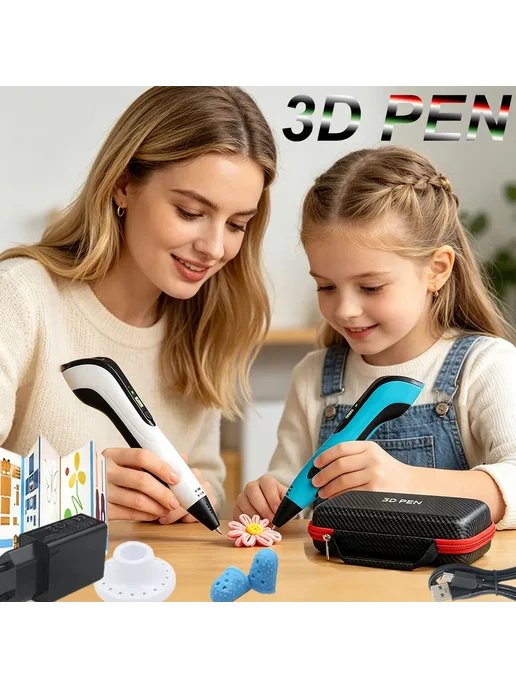 TOBIOPFK 3D-ручка Pink, 36M PLA, ЕС, для детей 100В-240В вилка, фото 2