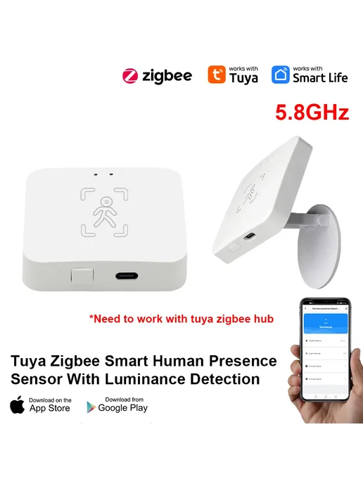 Timethinker Датчик присутствия человека Tuya Zigbee WiFi 5.8, вариант, фото 2