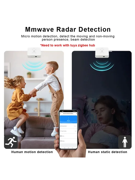 Timethinker Датчик присутствия человека Tuya Zigbee WiFi 5.8, вариант, фото 4