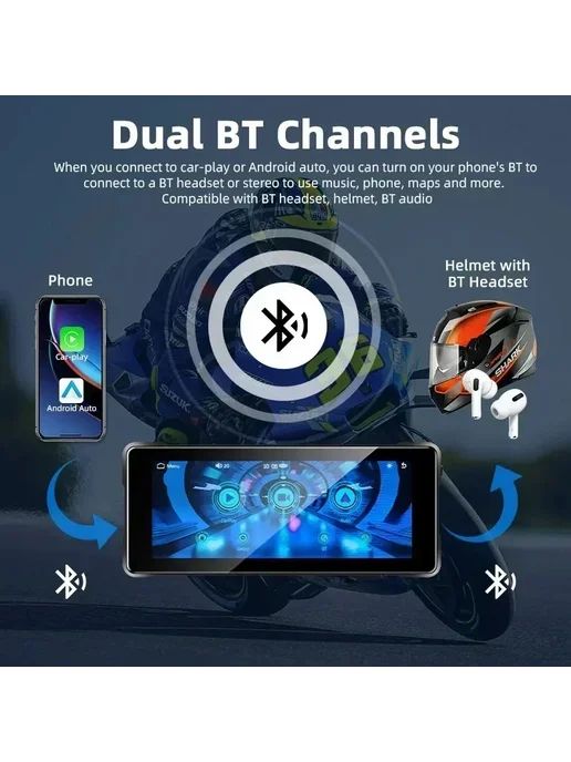 Jansite 6.86" мотовидеорегистратор 2K Carplay GPS IPX7, черный, фото 4