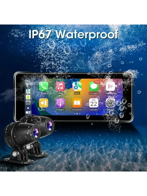 Jansite 6.86" мотовидеорегистратор 2K Carplay GPS IPX7, черный, фото 6