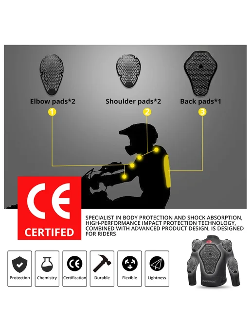 HEROBIKER Мотоциклетные куртки с сертификацией CE, встроенная защитная, зеленый, фото 3