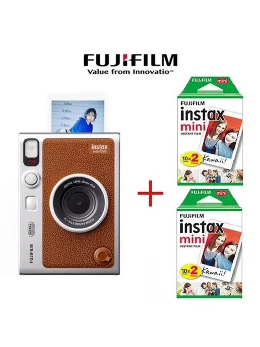 FUJIFILM Mini EVO фотокамера Black With 40 Films, коричневый