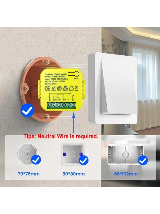 MatSee Plus Умный Релейный Модуль Tuya Smart ZigBee С Сухим Контактом 5А, вариант, фото 3