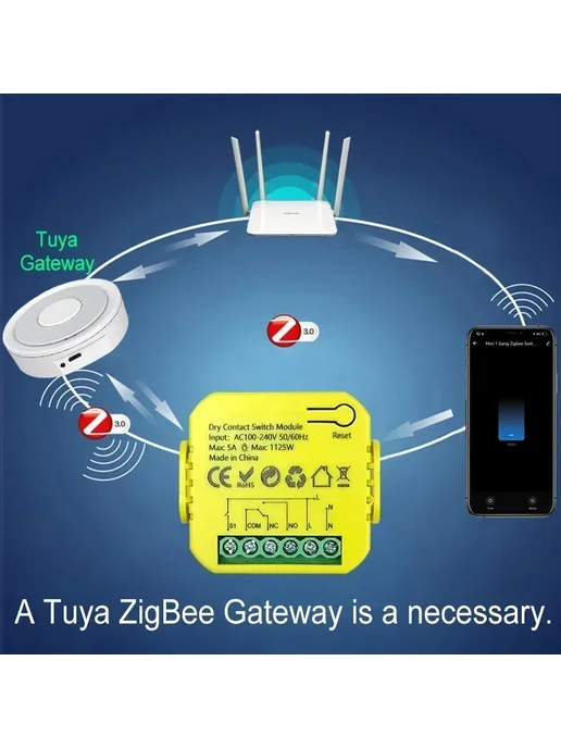MatSee Plus Умный Релейный Модуль Tuya Smart ZigBee С Сухим Контактом 5А, вариант, фото 4