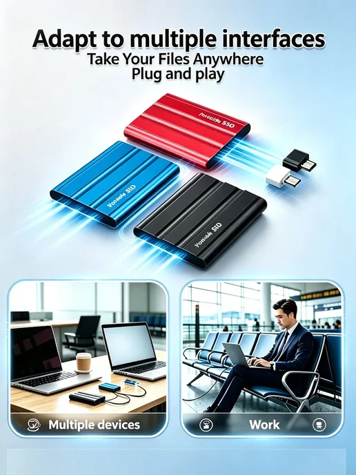 Нет бренда Портативный SSD-накопитель Samsung 64 ТБ USB 3.1 Type-C черн, 64 ТБ, фото 4