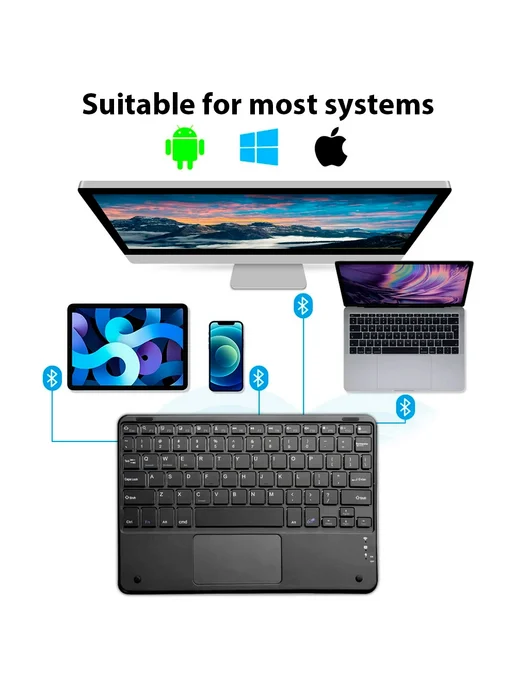 READYYEAH Беспроводная сенсорная мини-клавиатура с мышью Bluetooth для, белый, фото 3
