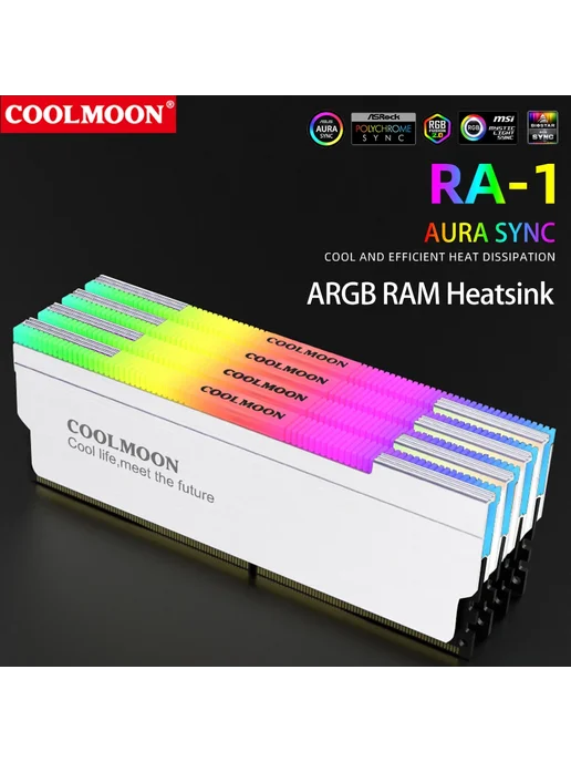 Нет бренда COOLMOON Охладитель памяти ARGB DDR4 DDR3, вариант, фото 2