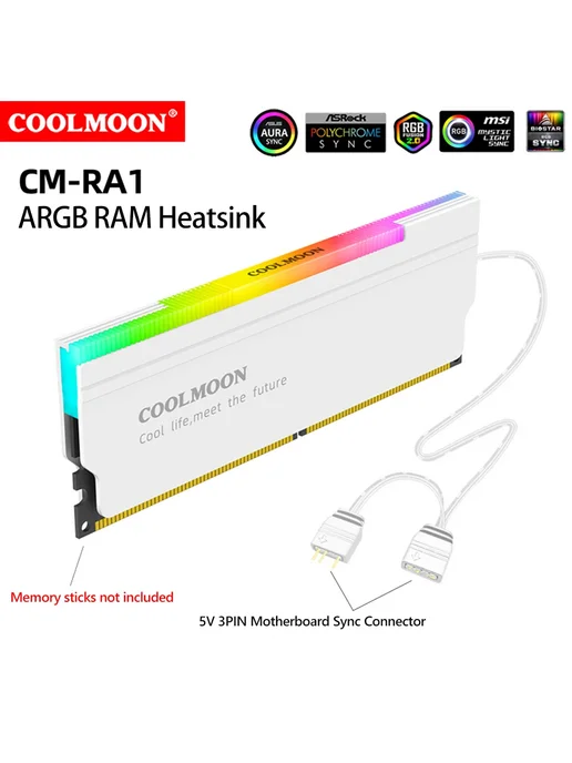 Нет бренда COOLMOON Охладитель памяти ARGB DDR4 DDR3, вариант, фото 3