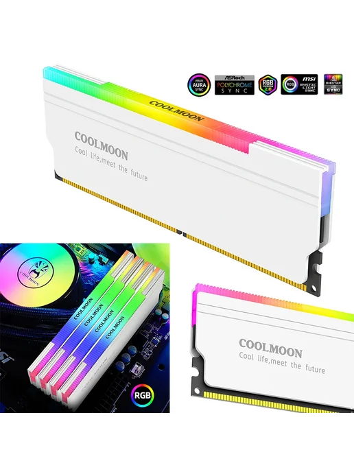 Нет бренда COOLMOON Охладитель памяти ARGB DDR4 DDR3, вариант, фото 4
