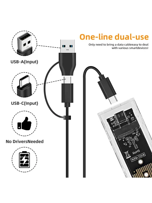 deepartner Прозрачный корпус для SSD USB Type-C 10 Гбит с E-, вариант, фото 6