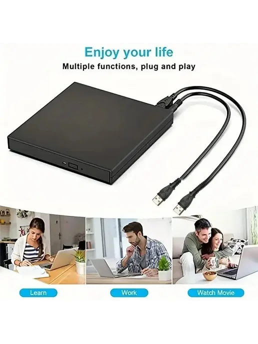 Нет бренда Портативный внешний USB 3.0 CD DVD привод, вариант, фото 3