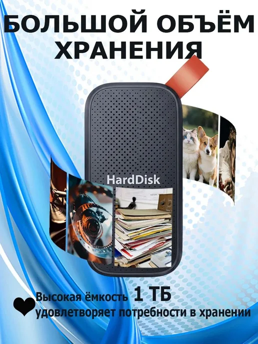 1 ТБ Внешний жесткий диск (SSD-1TB), Пластик, черный, 1 ТБ, фото 3