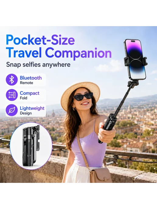 Нет бренда P15 Мини штатив-монопод алюминиевый Bluetooth black No ligh, черный, фото 4