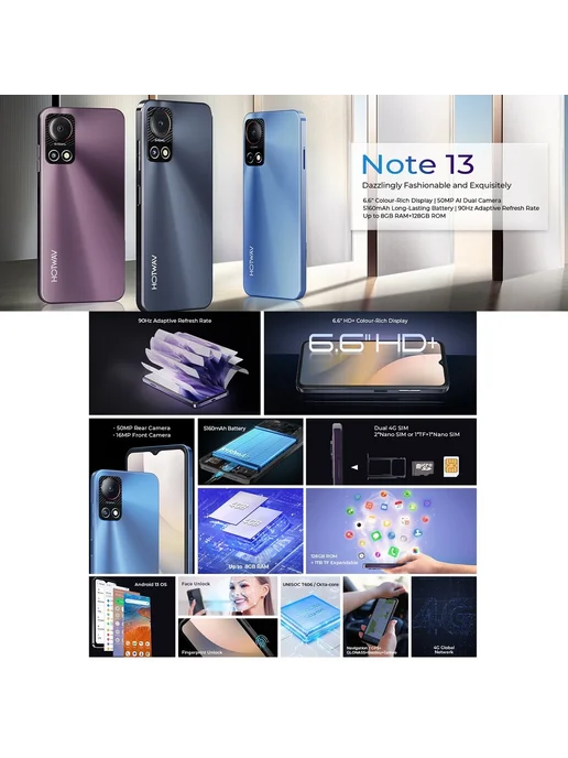 Смартфон HOTWAV Note 13 4/128 ГБ, черный, фото 2