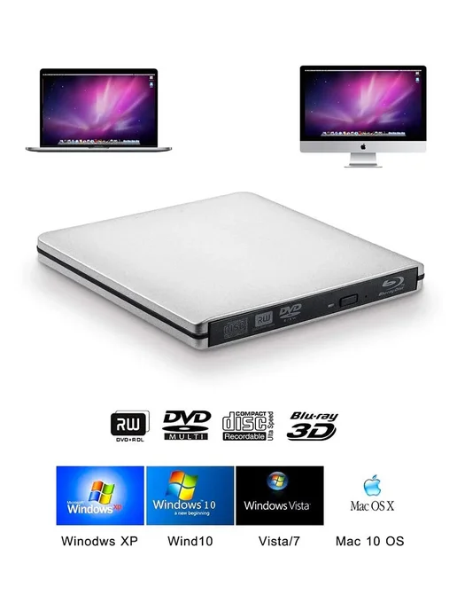 Нет бренда Портативный внешний оптический привод Blu-ray USB 3.0, вариант, фото 2