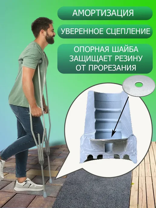 Наконечники для костылей насадка на трость и ходунки, серый, фото 4