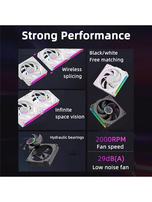 Нет бренда Coolcirc Chassis Fan 120 мм ARGB Reverse black, черный, фото 3