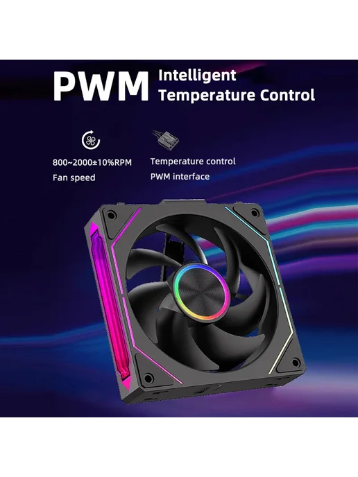 Нет бренда Coolcirc Chassis Fan 120 мм ARGB Reverse black, черный, фото 5
