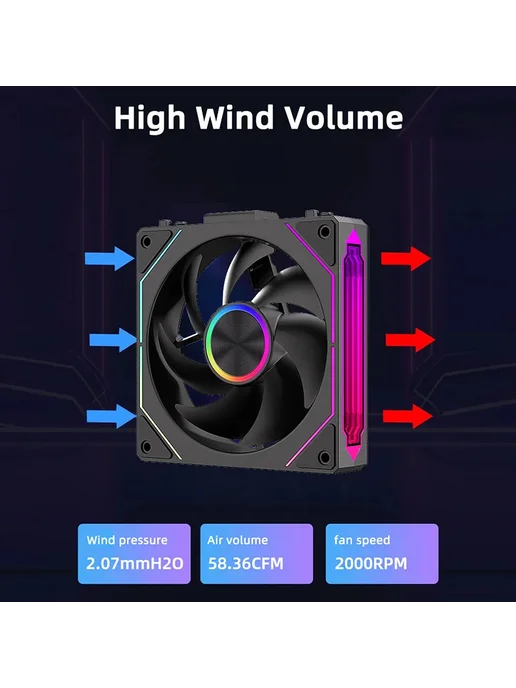 Нет бренда Coolcirc Chassis Fan 120 мм ARGB Reverse black, черный, фото 6