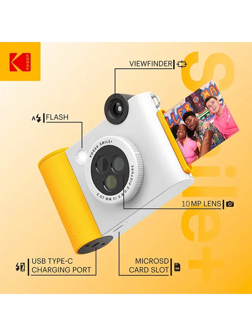 KODAK Фотопринтер Smile+ 10МП Розовый, Pink, Camera only, зеленый, фото 2