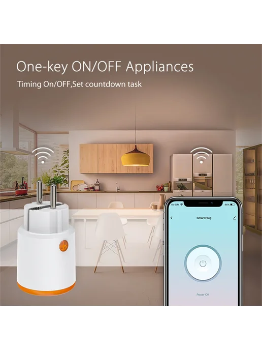 Timethinker Умная розетка Tuya Zigbee 3.0 16А 1 PC, оранжевый, фото 2