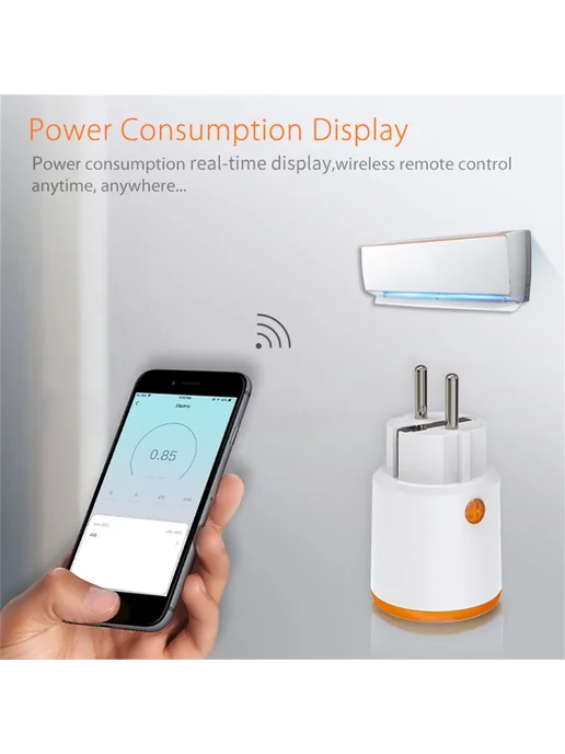 Timethinker Умная розетка Tuya Zigbee 3.0 16А 1 PC, оранжевый, фото 6