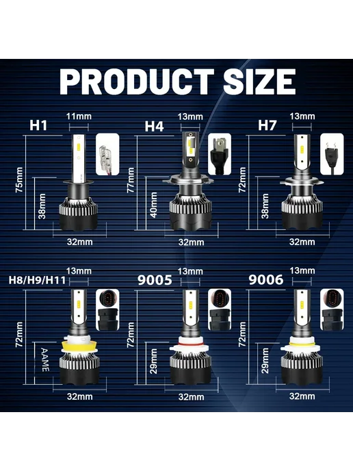 Bullvision H4 LED H7 Canbus 600000LM 800W CSP 4300K 6500K 80, 800 Вт, фото 6