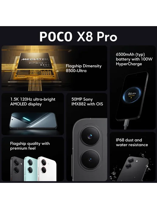 POCO Смартфон X8 Pro, 8 256ГБ, global, 256 ГБ, фото 5
