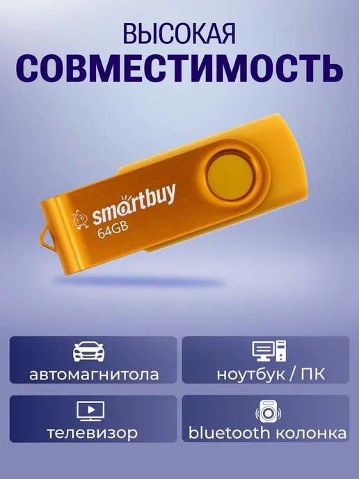 Флешка 8 ГБ USB 2. 0 Smartbuy Twist, 64 ГБ, фото 2