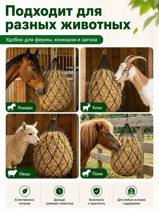 Рептух для сена длиной 40 футов, коз и овец,Чёрный2pcs, 2 шт, фото 3