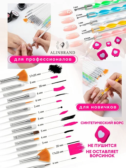 Набор для маникюра ногтей кисти декор, белый, фото 2