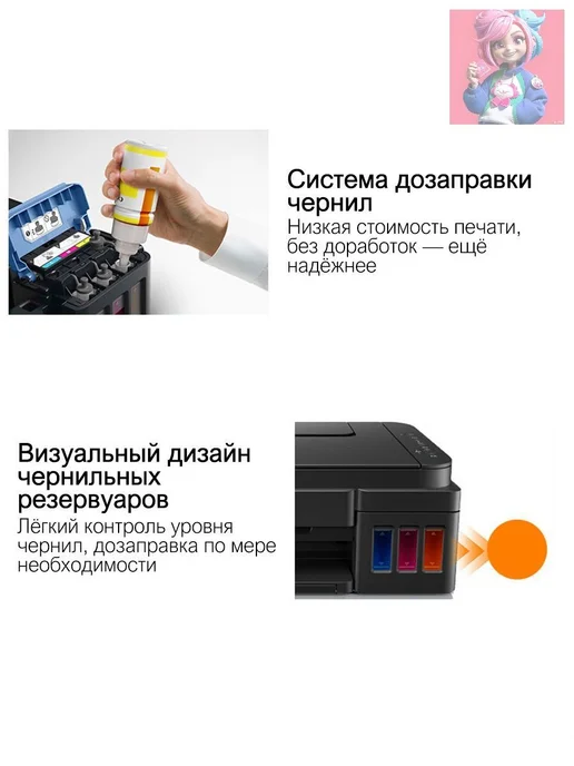 МФУ Струйное Canon G3800 с СНПЧ, беспроводной Wi-Fi, для дом, серый, фото 5