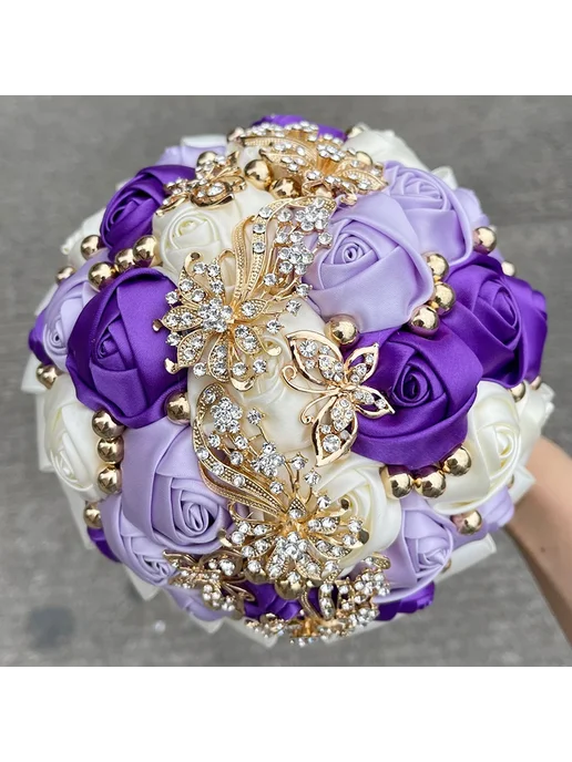 IVINLA Фиолетовый свадебный букет из шелка 15CM, R13, фиолетовый, фото 2