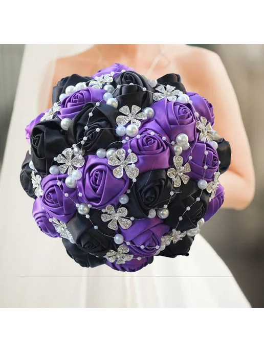 IVINLA Фиолетовый свадебный букет из шелка 15CM, R13, фиолетовый, фото 3