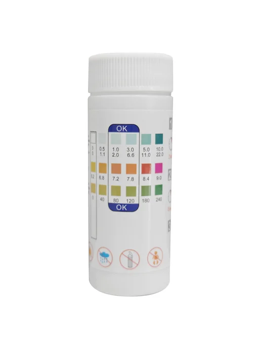50 шт тест-полоски для проверки воды, Хлор, pH, Alkalinity, 50 шт, фото 5