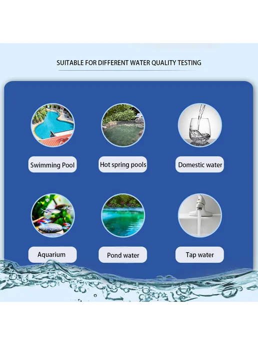 50 шт тест-полоски для проверки воды, Хлор, pH, Alkalinity, 50 шт, фото 8