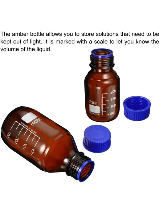 Нет бренда Бутылки из стекла для лаборатории 25-1000 мл Синий, 250ml Cl, 1 л, фото 5