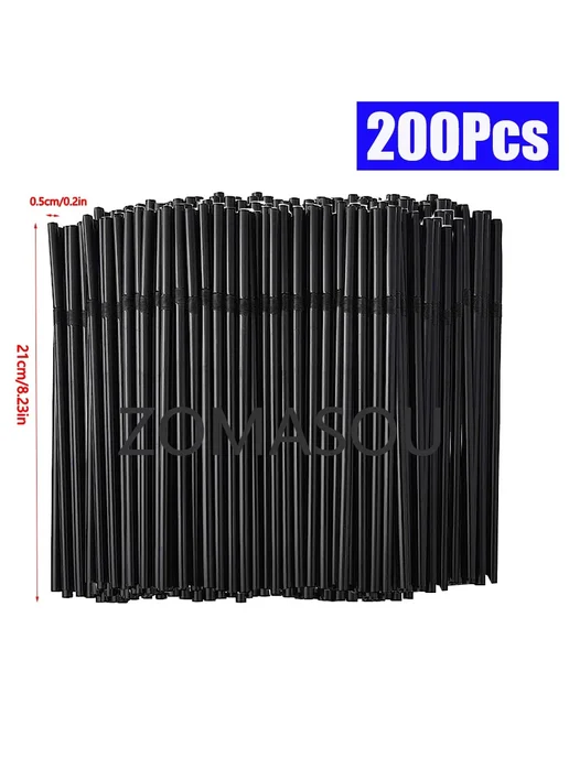 ZOMASOU Черные трубочки для напитков black-200PCS, 200 шт