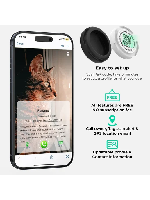 taakcc Светоотражающий ошейник для кошек с кейсом для AirTag, черный, фото 4