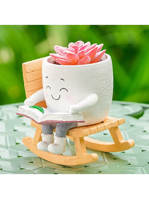 Горшок Smile для растений с отверстием и сидящим котом, вариант, фото 4