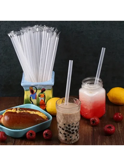 ZOMASOU Jumbo Smoothie Straws 600Pcs (11mm)White, 200 шт, фото 6