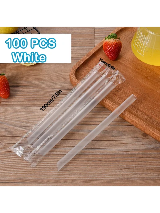 ZOMASOU Jumbo Smoothie Straws 600Pcs (11mm)White, 100 шт