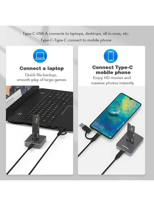 Blueendless SD01 SD02 SD03 Док-станция для SSD Черный, SD02, черный, фото 6