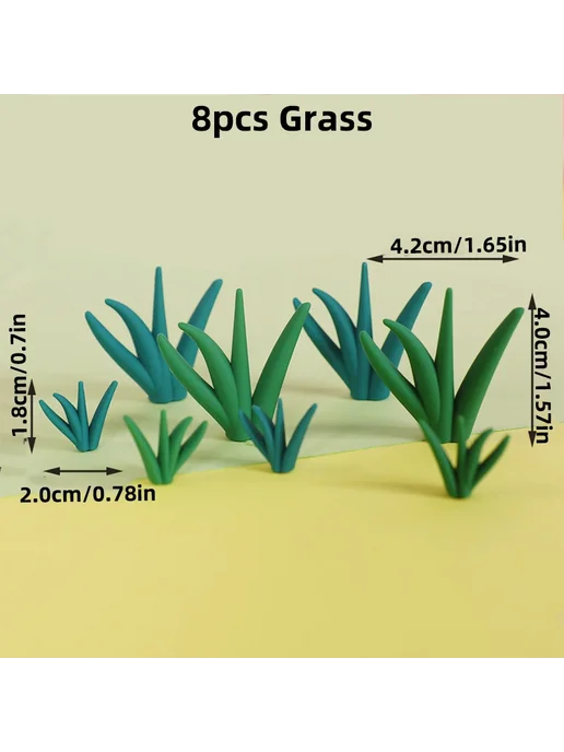 Нет бренда Топпер для торта с динозаврами Зеленый, 8pcs Grass, 8 шт