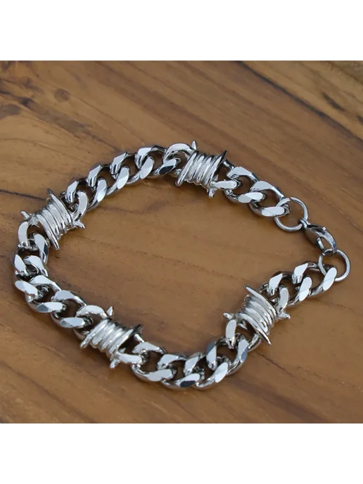 Ruiyi Браслет-ожерелье из нержавеющей стали с шипами 23cm br, серый