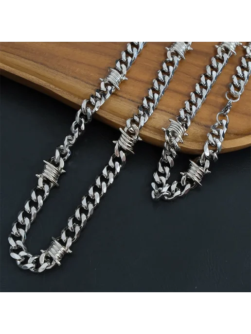 Ruiyi Браслет-ожерелье из нержавеющей стали с шипами 23cm br, серый, фото 3