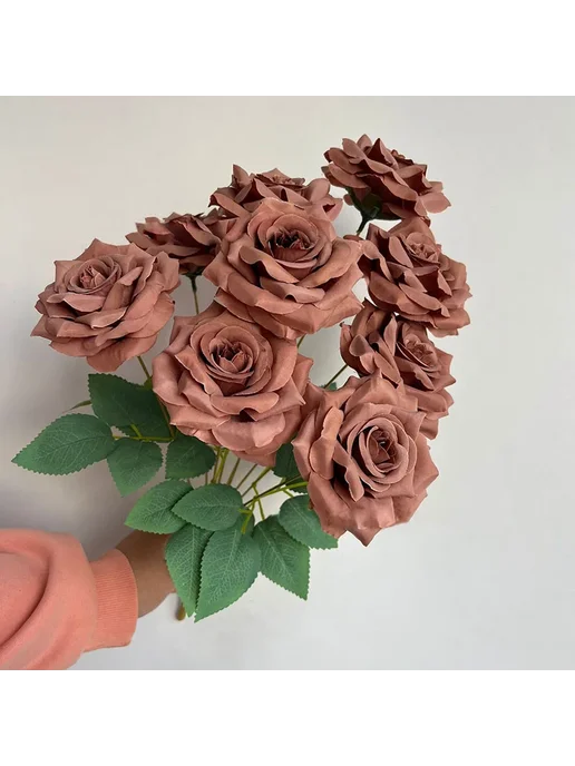 Искусственный букет из шелковых роз 9 головок Фиолетовый, Pu, фиолетовый, фото 4