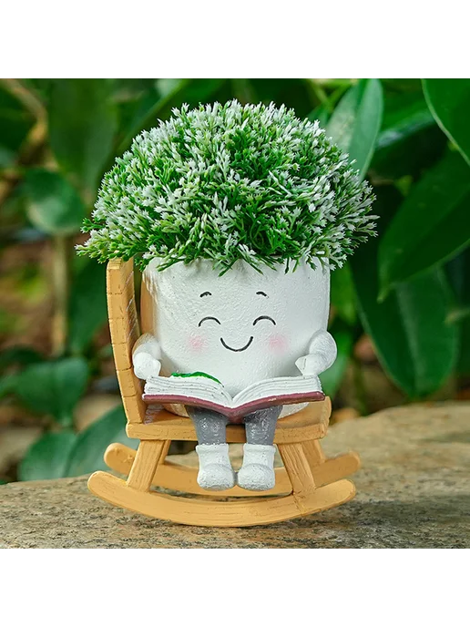 Горшок для цветов Smile с дренажом и сидящим котом, вариант, фото 4