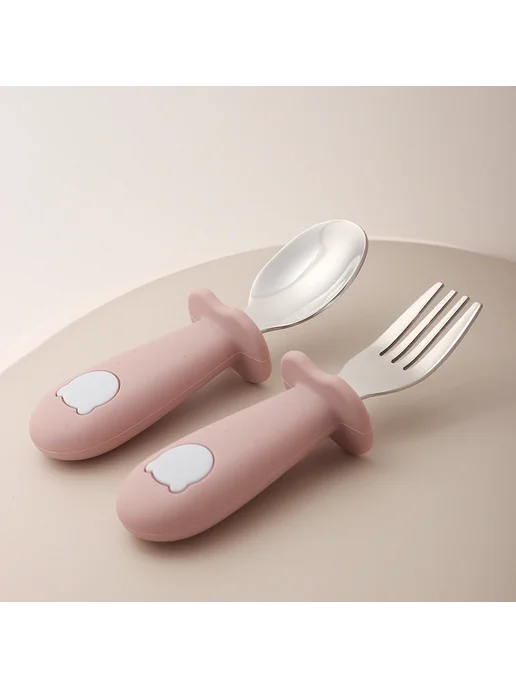 MIGITOS Силиконовые ложки и вилки в форме панды для малышей pink, розовый